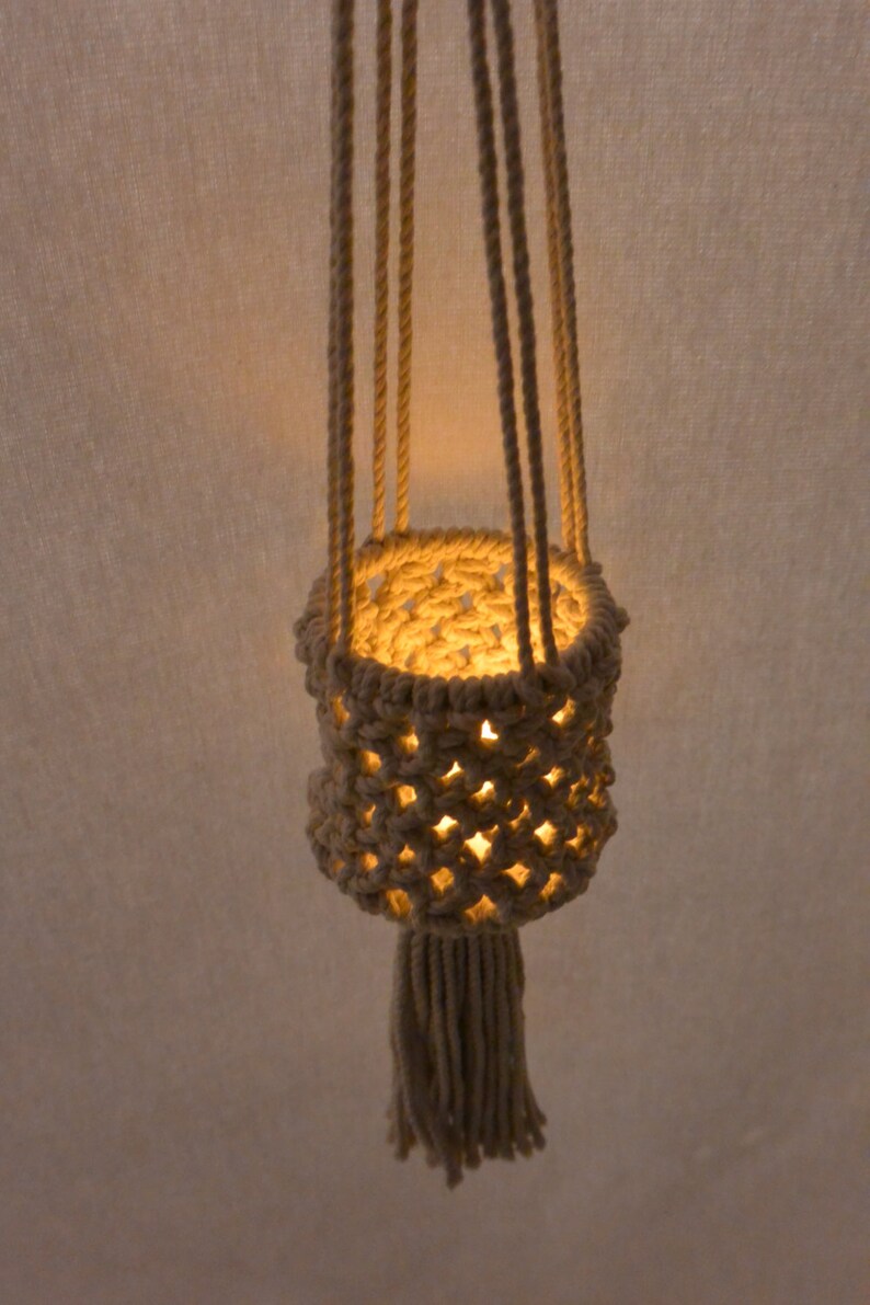 Macrame hanging candle Lantern Etsy