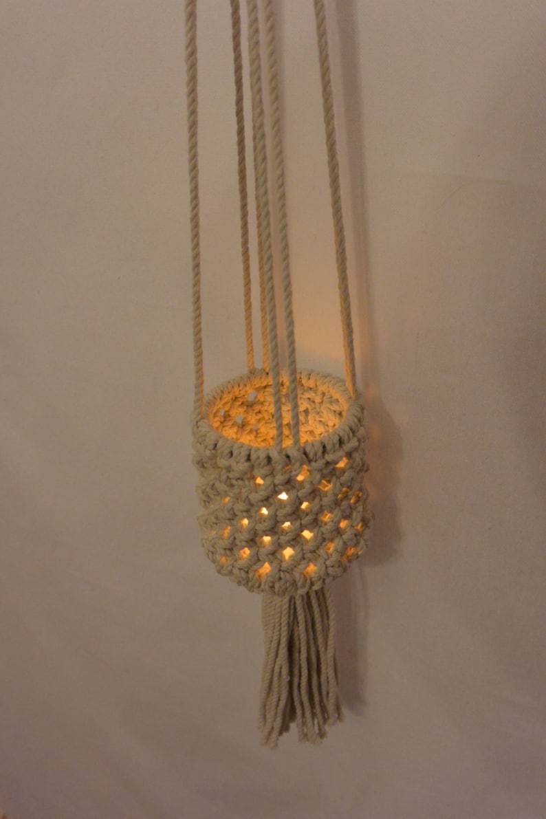 Macrame hanging candle Lantern Etsy