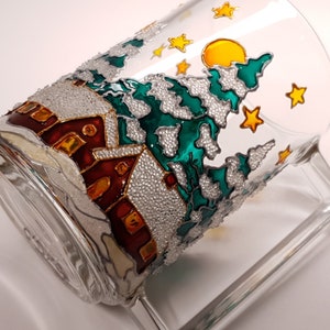 Christmas Glass Mug Forest Mug Christmas Tree Mug Winter Scene Christmas gift Winter forest mug Pine Tree Mug