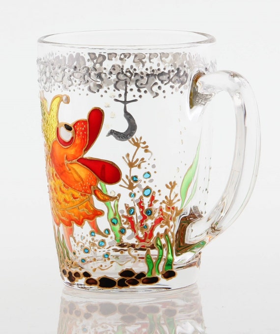 Items similar to Funny Coffee Mug Gold Fish Glass Coffee Cup Fish Tea