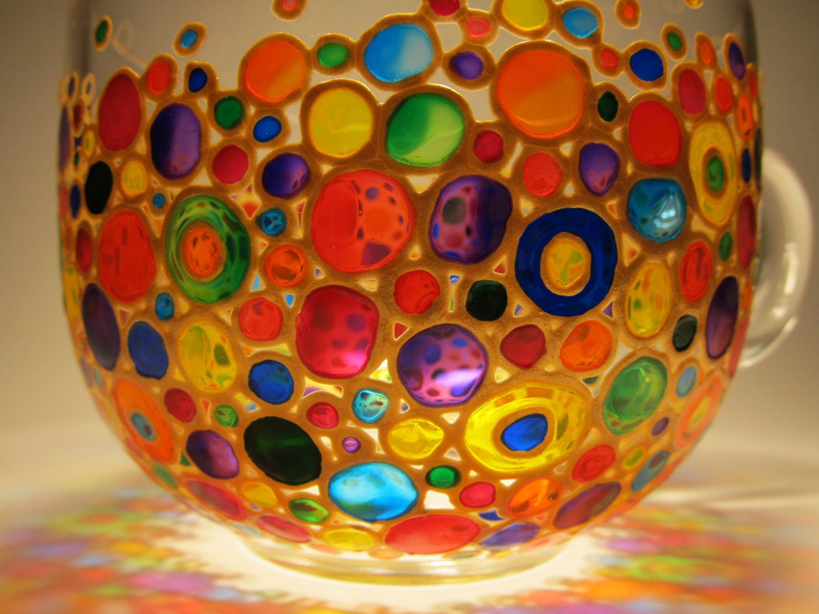 Bright colorful acrylic paint. Macro structure of Multicolored Bubbles  Paint and Oil. Coffee Mug