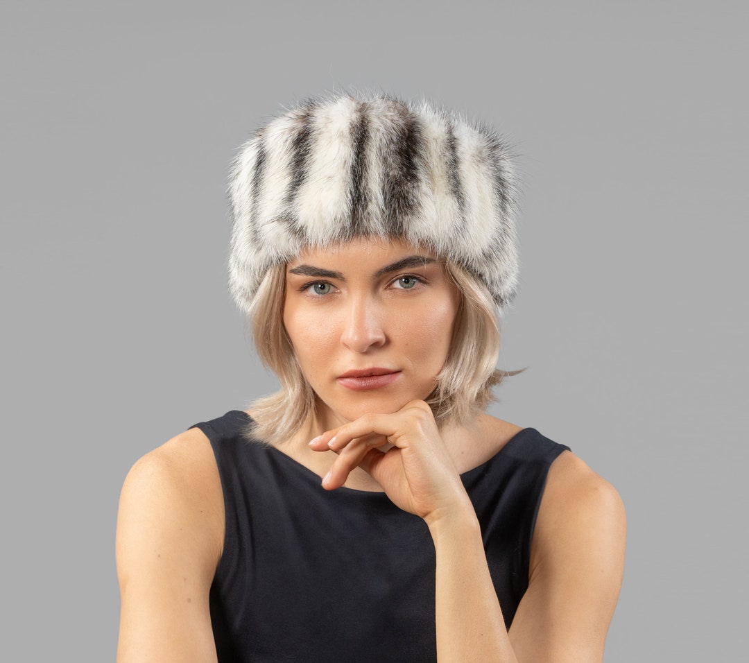 Black and White Mink Fur Headband - Etsy