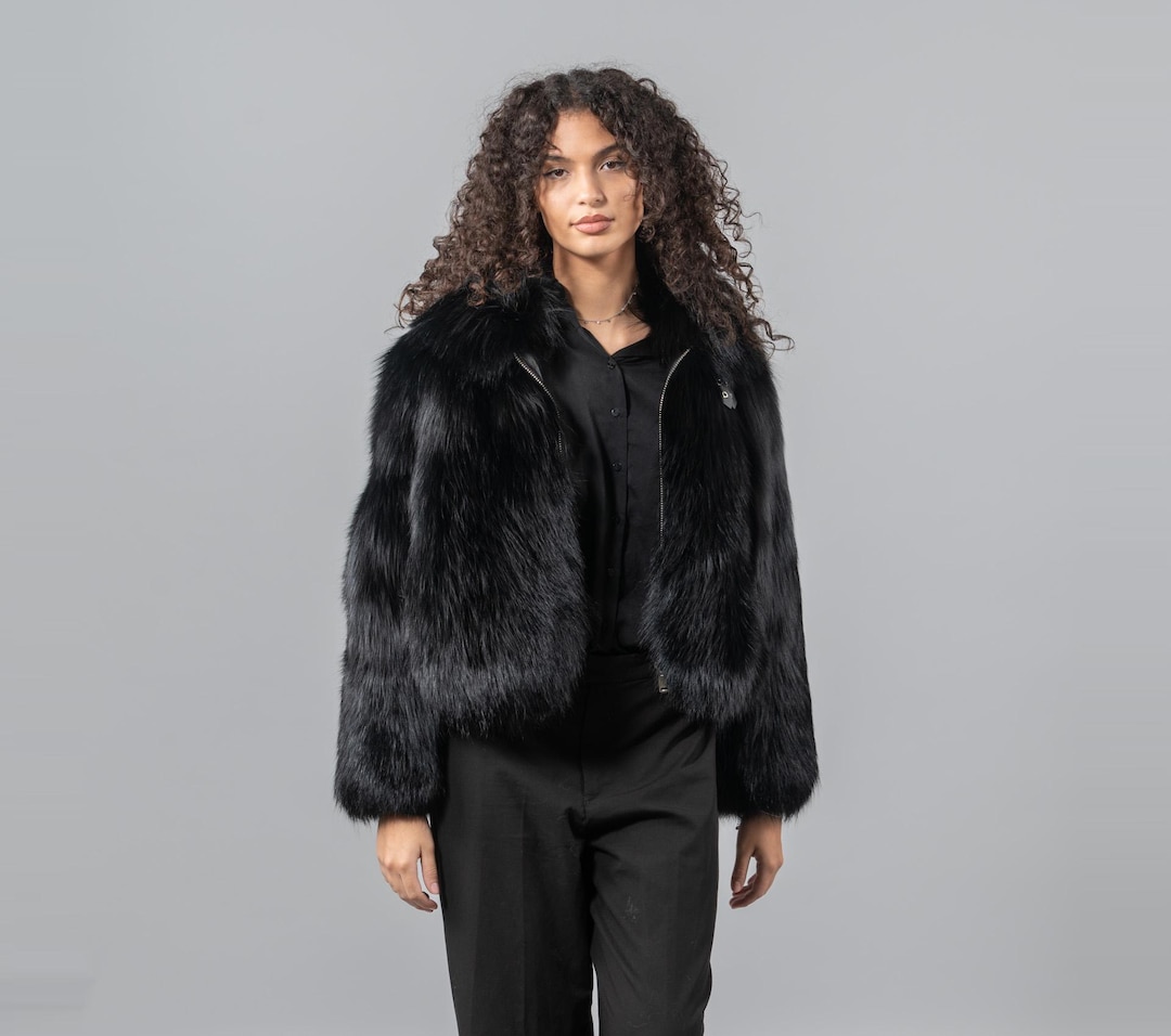 リアルファー ブラックジャケット 9AR　フォックス リアルファー ブラックジャケット 9AR フォックス リアルファー 9AR