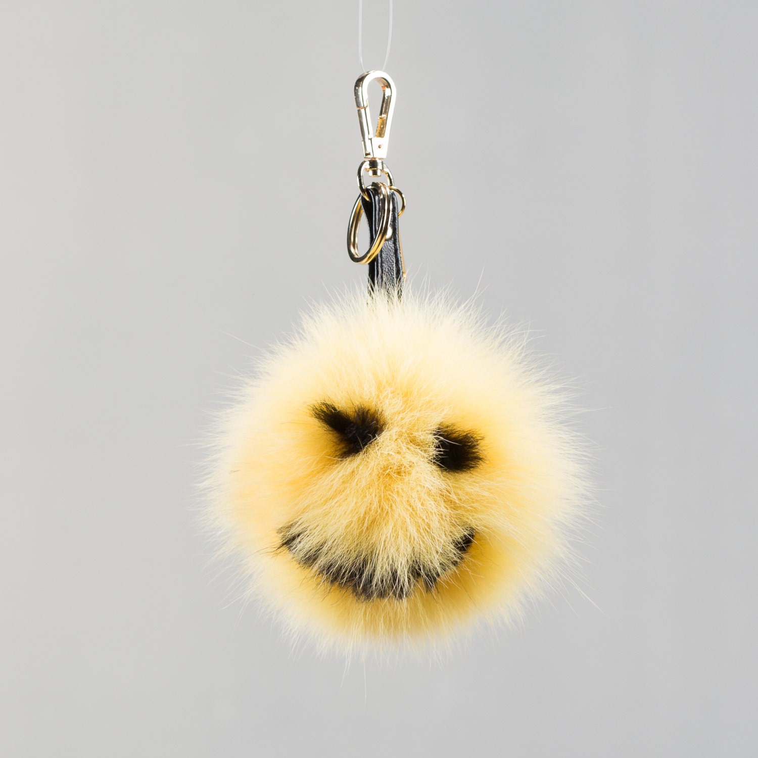 Real Sic Cute Animal Faux Fur Fluffy Fuzzy Pom Pom Keychain - Unicorn Fuchsia Leopard