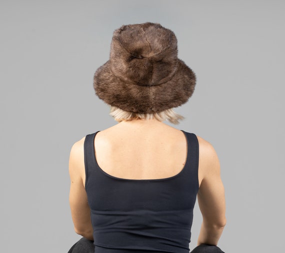 Brown Mink Fur Bucket Hat: Winter Fluffy Fisherman Hat - Etsy display picture 1