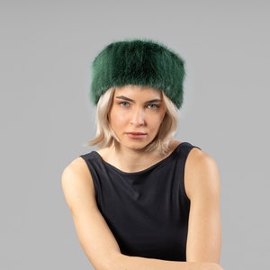 Green Mink Fur Headband: Adjustable Fur Head Wrap