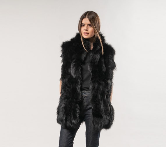 Black vest with fur collar outlet