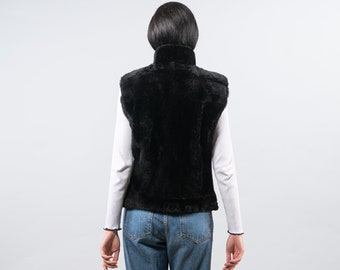 Jet Black Rabbit Fur Vest M/L – OMNIA