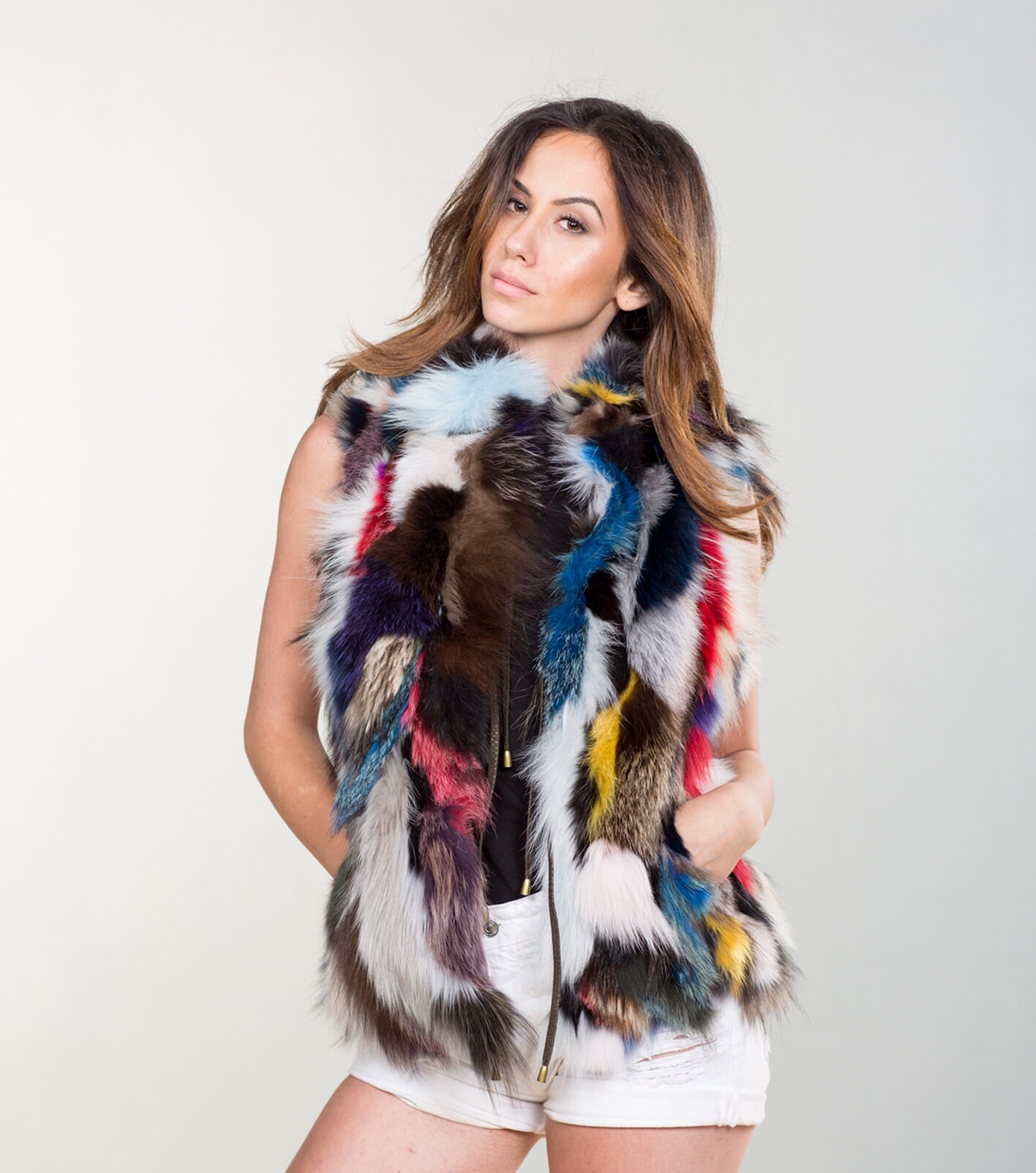 Multicolor clearance fur vest