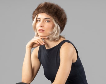Brown Mink Fur Headband, Real Mink Fur Headband, Fur Head Wrap, Mink Fur, Fur Headband