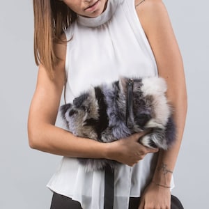 Multicolor Fox Fur Clutch Bag - Small Fur Handbag