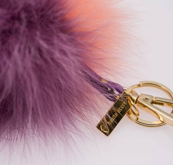 Two-tone Fox Fur Pom Pom Keychain