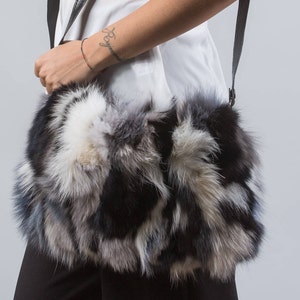 Multicolor Fox Fur Shoulder Bag: Handmade Leather Clutch