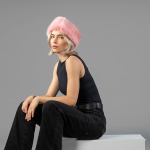 Pink Mink Fur Headband: Adjustable Fur Head Wrap