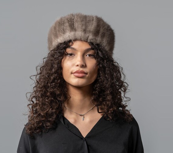 Genuine Mink Fur hat White Fox and Mink Fur Hat-Large Brim Fur Hat – Madison  main image 4