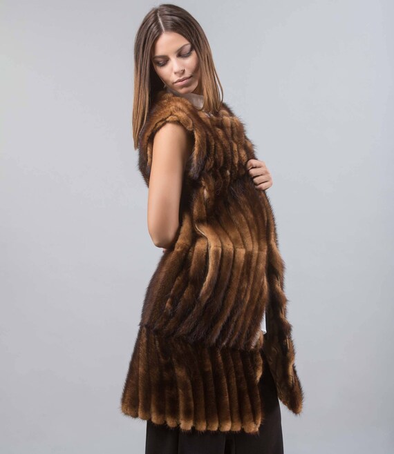 fur long vest