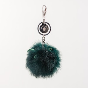 Green Rabbit Fur Pom Pom Keychain: Bag Charm Pendant