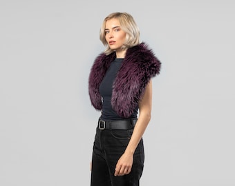 The Purple Fox Fur Collar, Real Fox Fur, Neckwearing, Fur Shawl