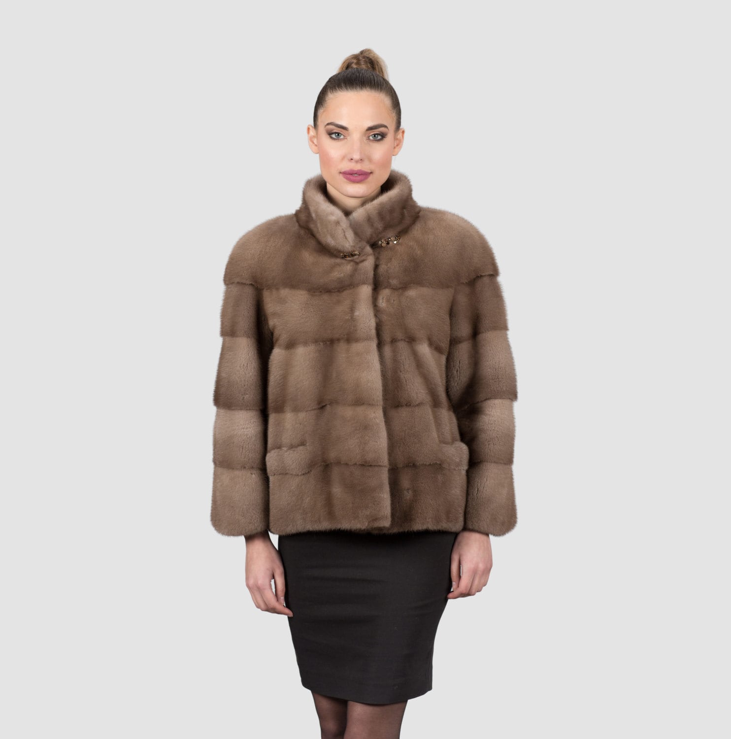 Mink fur coat brown