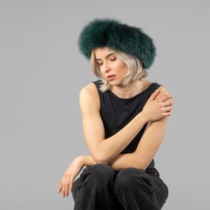 Forest Green Fox Fur Headband