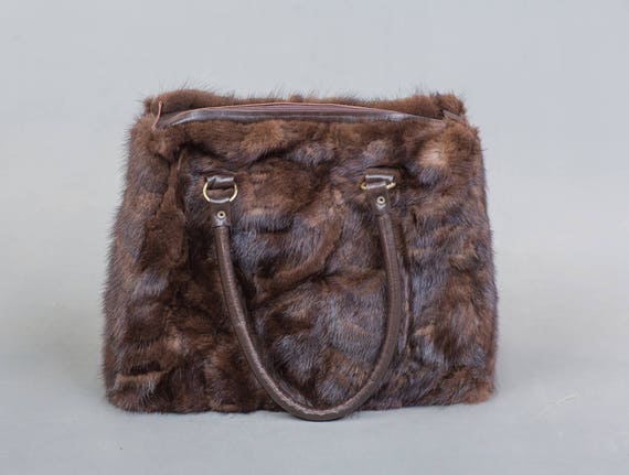 Brown Mink Fur Handbag Mink Fur Shoulder Bag Mink Fur -  Israel