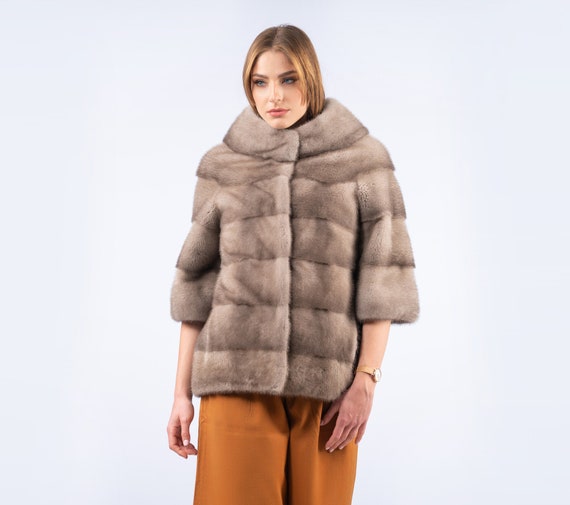 White Mink Short Fur Jacket - 100% Real Fur Coats - Haute Acorn
