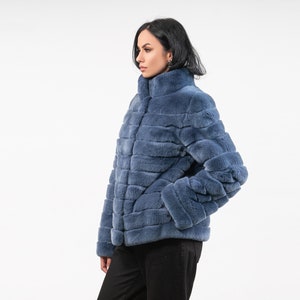 Blue Rabbit Fur Jacket