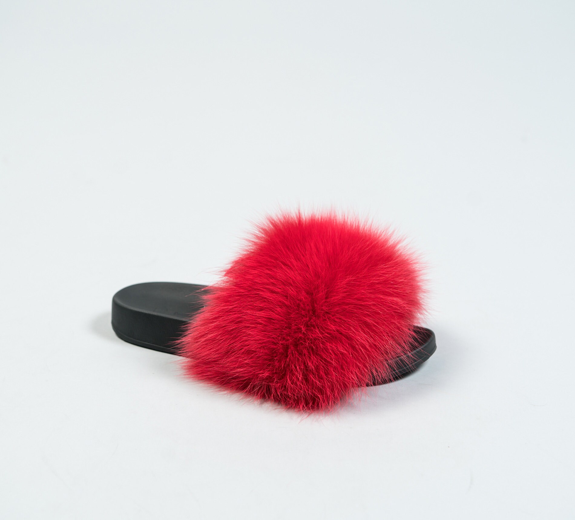 Red fox fur slides sale