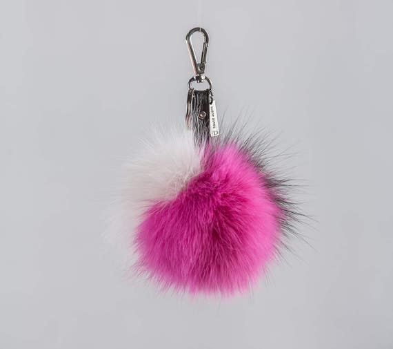 fluffy ball keychain