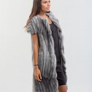 Sapphire Mink Fur Vest: Long Genuine Fur Jacket