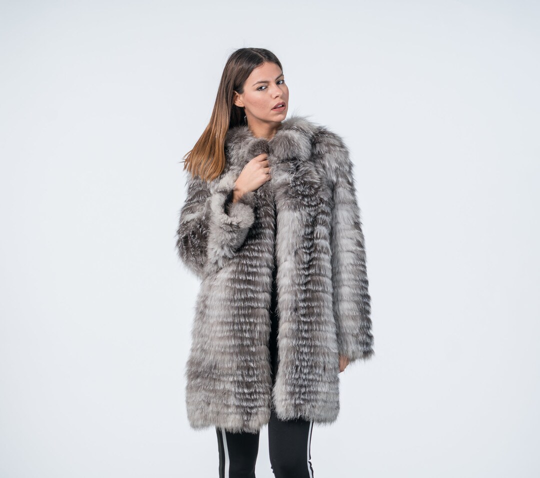 Blue Frost Fox Fur Jacket: Genuine Pelts - Etsy