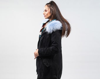 Mink Fur Parka: Fox Fur Hood, Winter Jacket