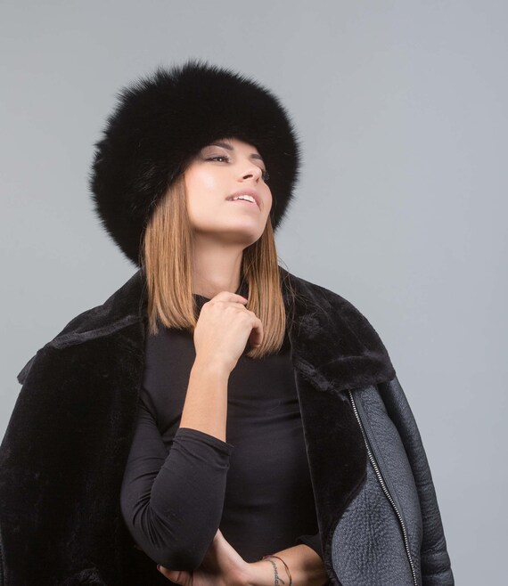 Black Fox Fur Hat, Cossack Hat, Real Fox Fur Hat, Ushanka  display picture 3