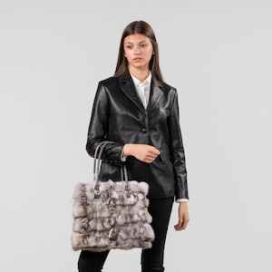 Light Gray Fox Fur Handbag