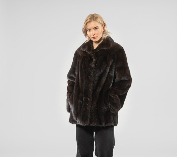 Mahogany Notched Collar Mink Fur Jacket Real Mink Fur Real Mink Fur Jacket Genuine Fur Winter Fur Jacket Etsy Australia