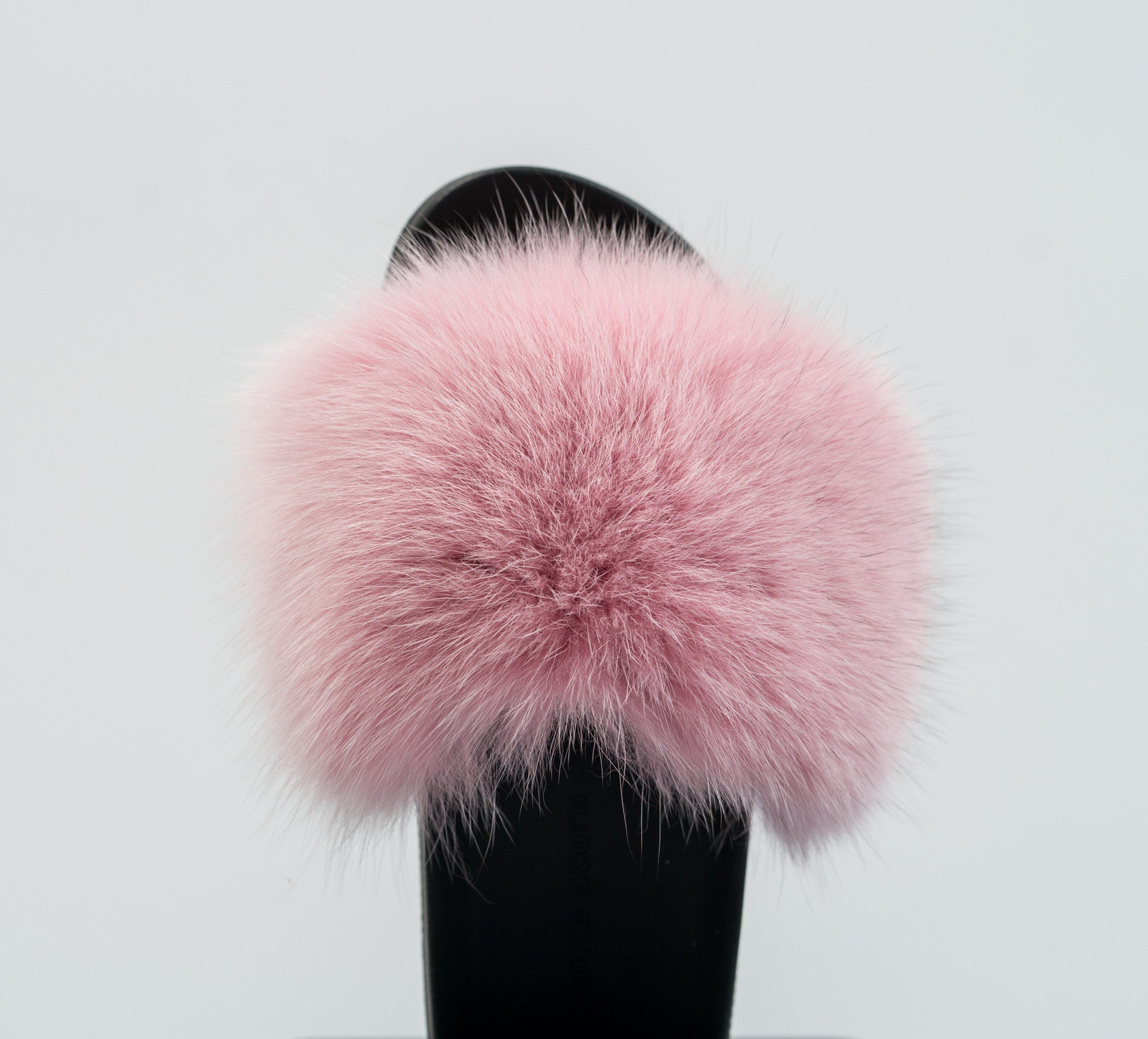 Pink & Green Fox Fur Slippers