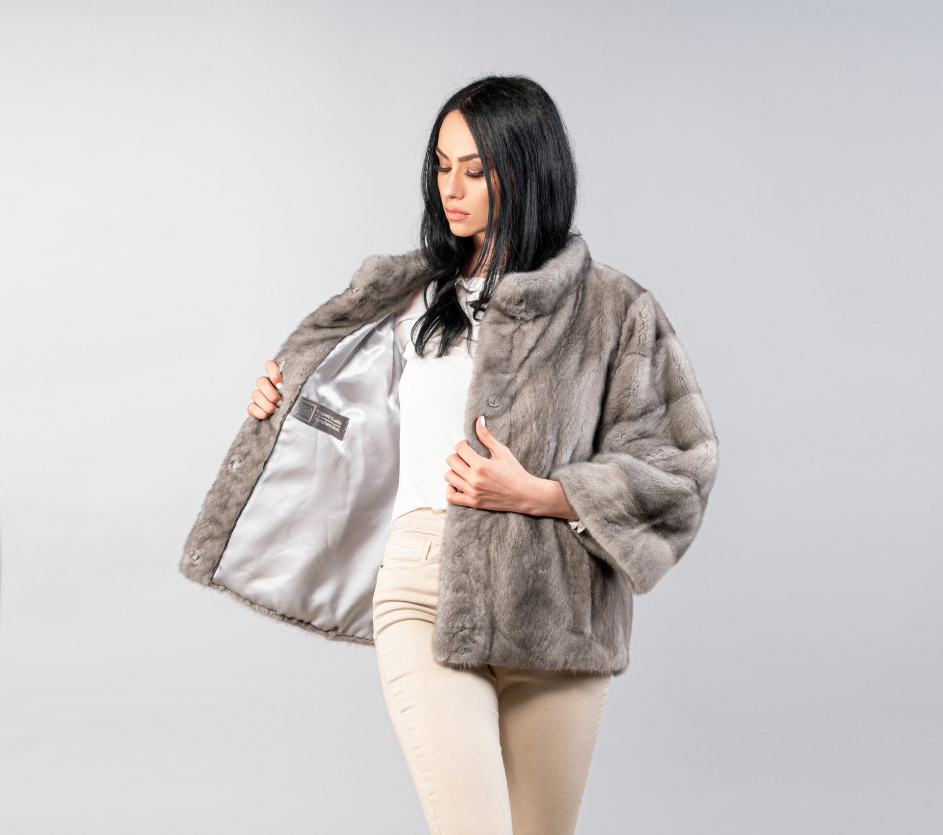 Sapphire Mink Fur Jacket: Short Real Fur Coat - Etsy