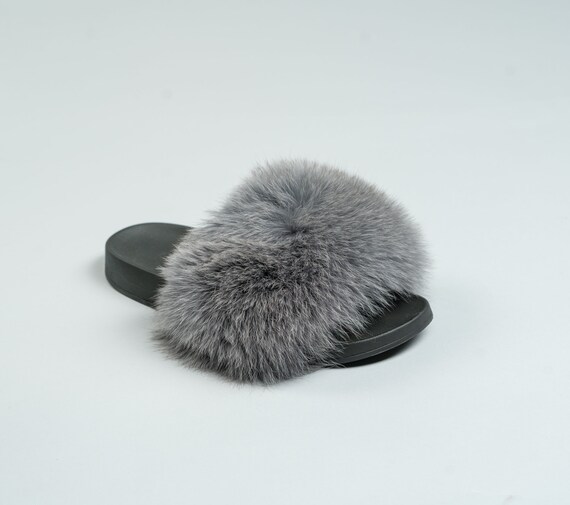 gray furry slides