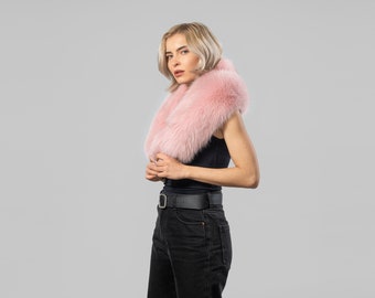 The Pink Fox Fur Collar,Real Fox Fur, Neckwearing, Fur Shawl