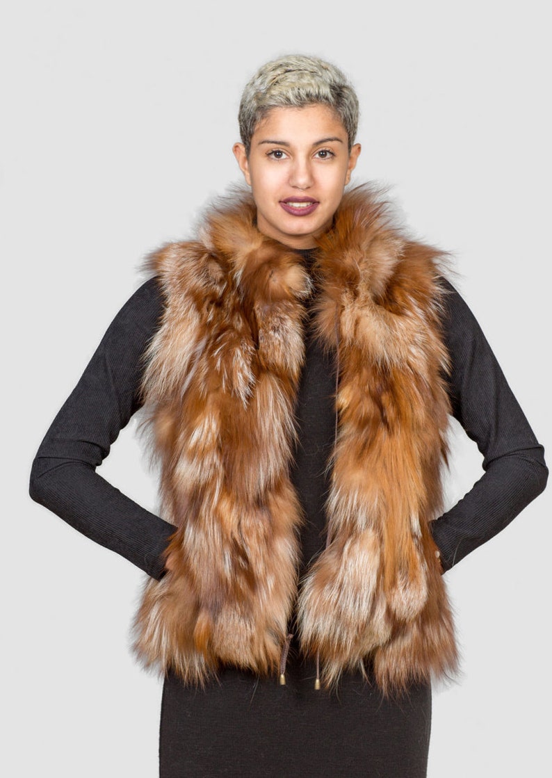 Real Fox Fur Vest Short Vest Woman Cropped Fox Fur Cloth | Etsy