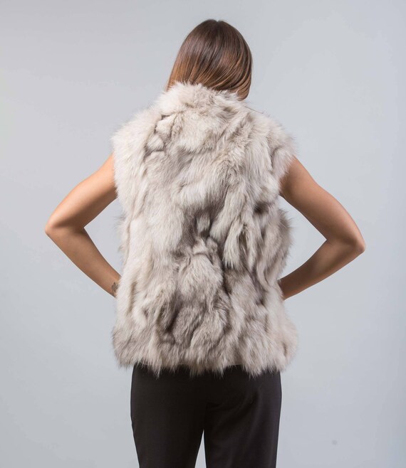 Beige Fox Fur Vest Short Style Fox 