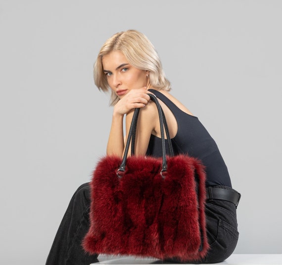 Street Level Maroon Dark Red Faux Fur Chain Bag Purse | eBay
