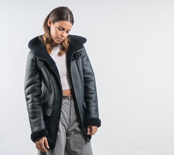 blue sheepskin jacket