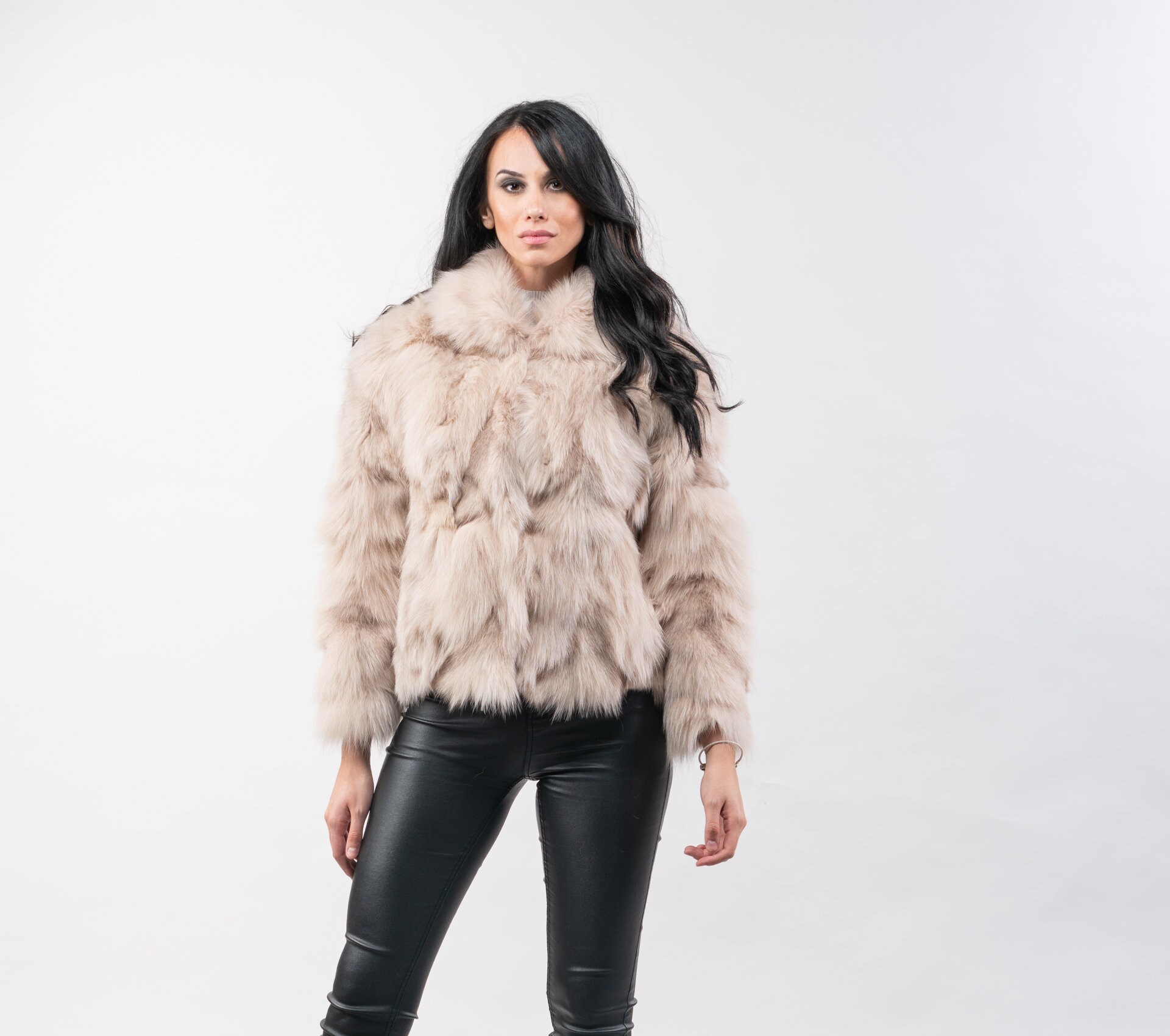 Nude Short Fur Jacket Real Fur Fox 