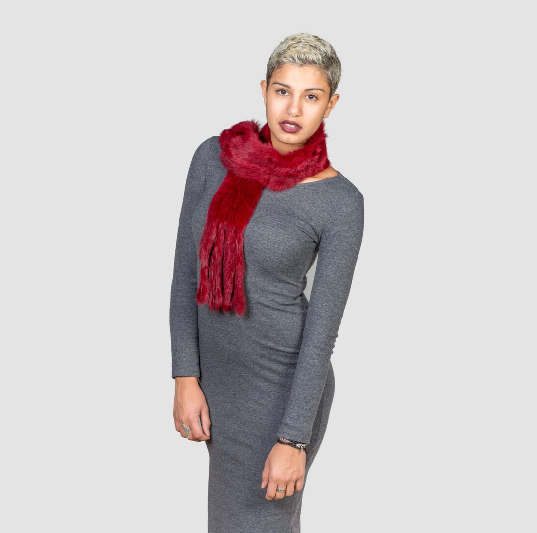 Bufanda de piel conejo real de moda pieles de - España