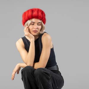 Red Mink Fur Headband