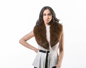 Brown Fox Fur Collar ,Real Fox Fur, Neckwearing, Fur Shawl, Fur Scarf, Brown Fox Fur Scarf, Fox Fur Stole