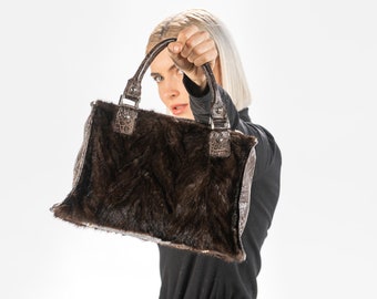 Brown Mink Fur Shoulder Bag