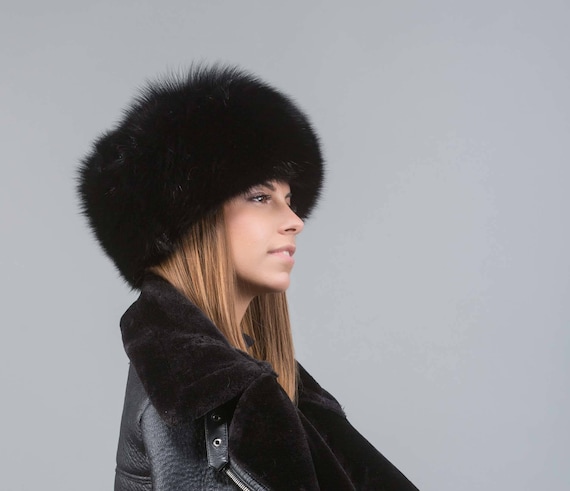 black fox fur hat