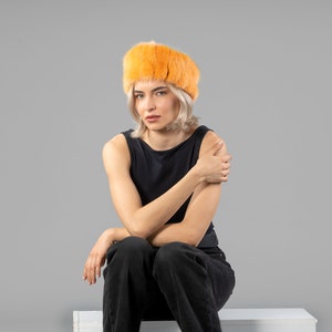 Orange Mink Fur Headband: Adjustable Fur Head Wrap